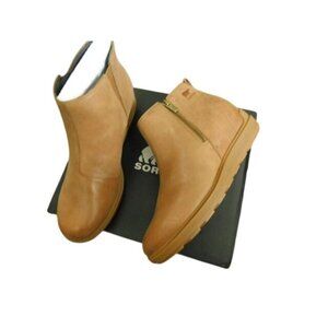 Sorel Size 12 Ladies Brown Leather Side Zip Ankle Waterproof Boots NEW W/Box